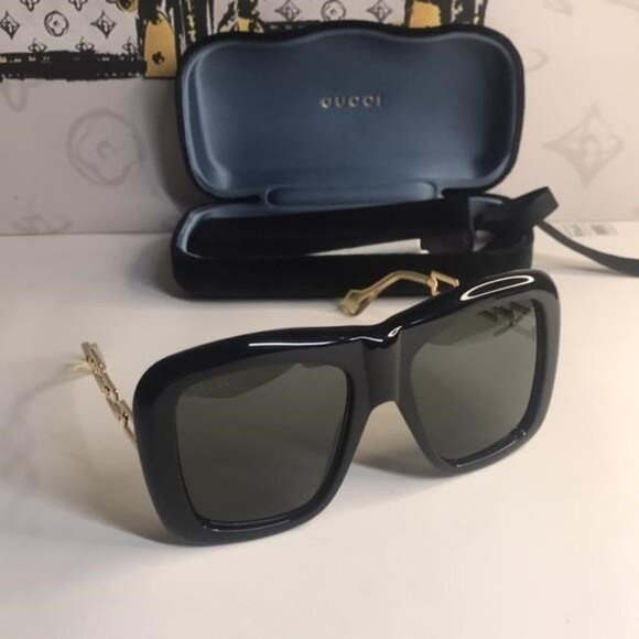 New Authentic Gucci Black Oversized Sunglasses GG0499S 001 - Picture 8 of 11